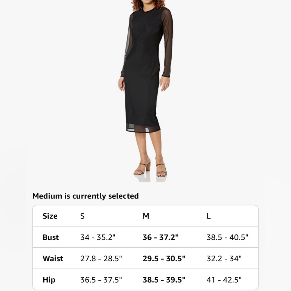 The Drop Women's Gene Mesh Long-Sleeve Midi Dress with Open-Back Size M - Picture 9 of 11